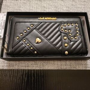 Love Moschino Studded & Quilted Wallet.